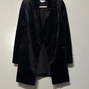 Good American Black Velvet Double-Breasted Blazer